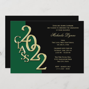 Class of 2022 Grad Gold and Green Invitation