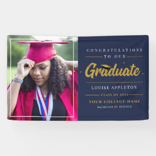 Class of 2022 Grad Photo Gold White Graduation Banner