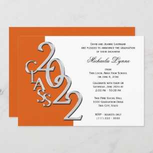 Class of 2022 Grad Silver with Colour Option Invi Invitation