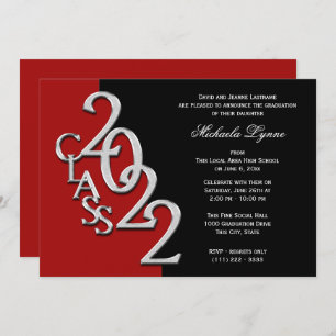 Class of 2022 Grad Silver with Colour Option  Invi Invitation