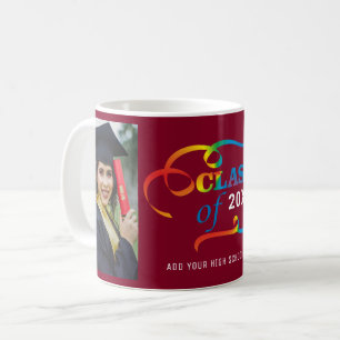 Class Of 2022 Graduate Photo Collage Burgundy Coffee Mug