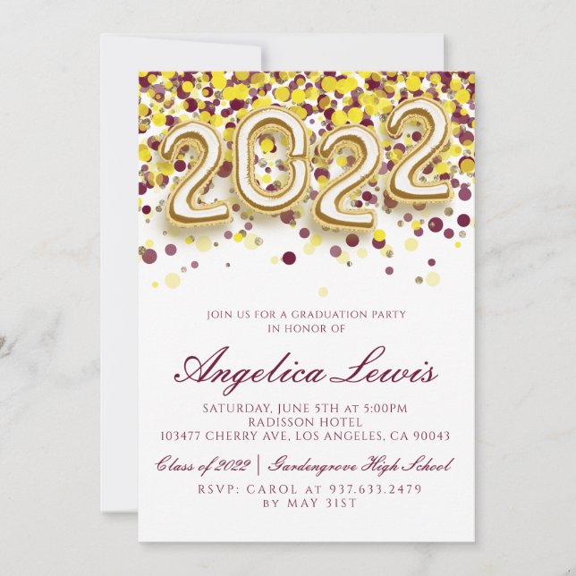 Class of 2022 Graduation Party Invitation (Front)