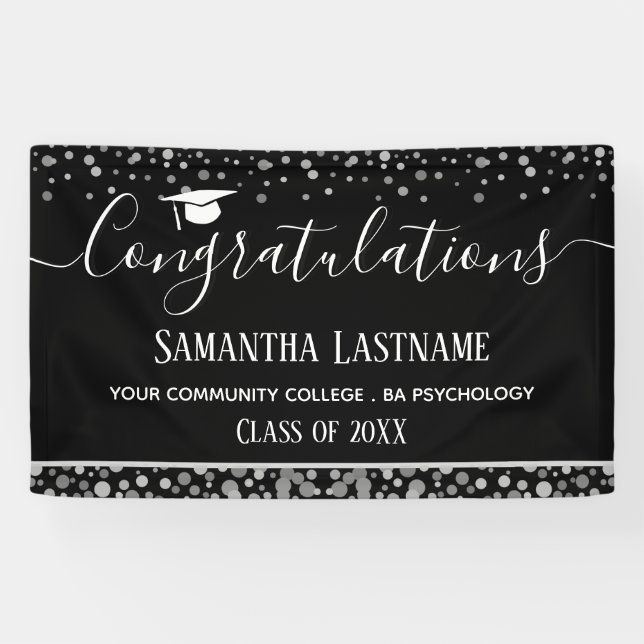 Class of 2022 Graduation Silver Confetti Banner (Horizontal)
