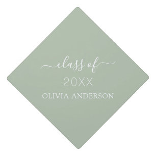 Class of 2022 Green Sage Simple Graduate Graduation Cap Topper