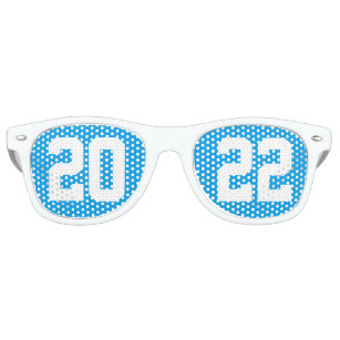 Class of 2022 High School Senior Blue White Retro Sunglasses
