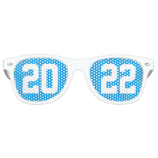 Class of 2022 High School Senior Blue White Retro Sunglasses