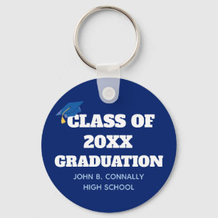 Class of 2022 Personalized School Graduation Blue Keychain