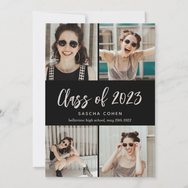 Class of  2022 Photo Collage Custom Graduation Announcement (Front)