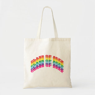 Class of 2022 rainbow colours custom curved text tote bag
