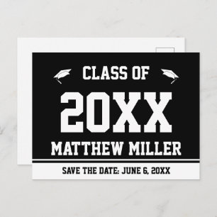 Class of 2022 Save the Date Black and White Announcement Postcard