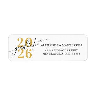 Class of 2022 Script Gold and Black Return Address