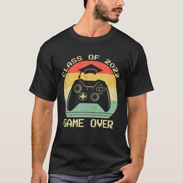 Class Of 2022 Senior Video Gamer Game Over Graduat T-Shirt (Front)