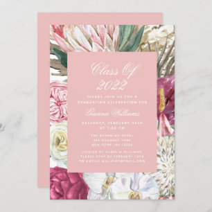 Class of 2022 Watercolor Graduation Floral Invitation