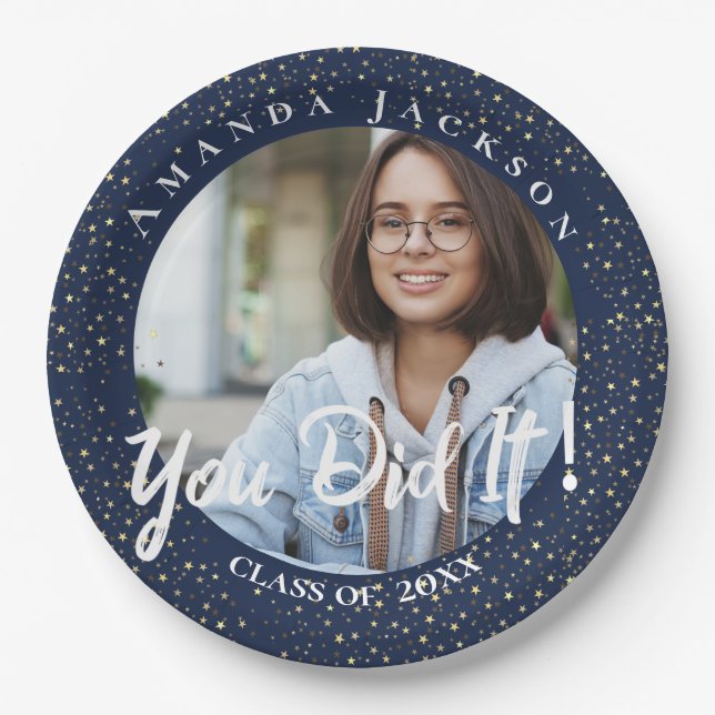 Class of 2022  You Did It Photo Graduation Party   Paper Plate (Front)