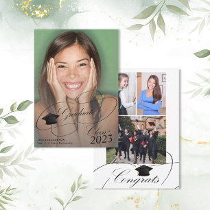 Class of 2023 4 photo collage script graduation announcement