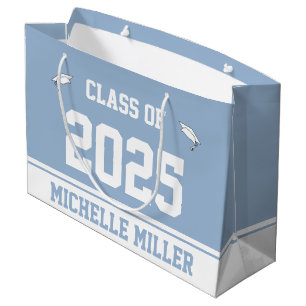 Class of 2023 and Name on Baby Blue and White Large Gift Bag