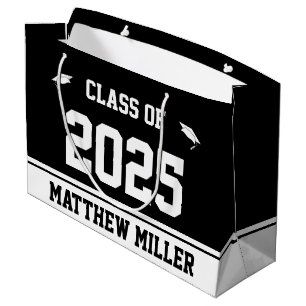 Class of 2023 and Name on Black and White Template Large Gift Bag