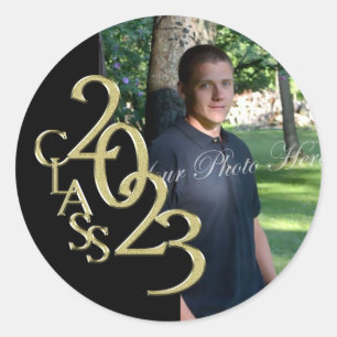 Class of 2023 Black and Gold Graduation Classc Classic Round Sticker
