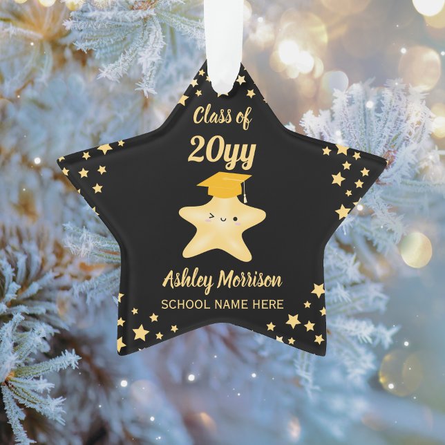 Class of 2023 Black and Gold Super Star Graduation Ornament (Creator Uploaded)