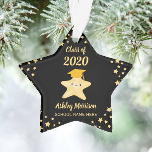 Class of 2023 Black and Gold Super Star Graduation Ornament