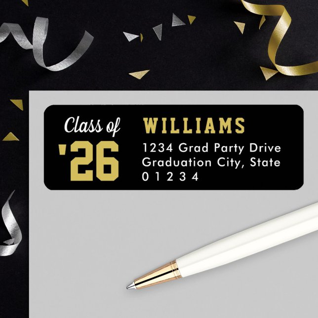 Class of 2023 Black Gold Graduation Return Address (Creator Uploaded)