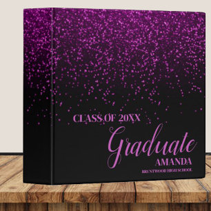 Class Of 2023 Black Purple Glitter Graduation Binder