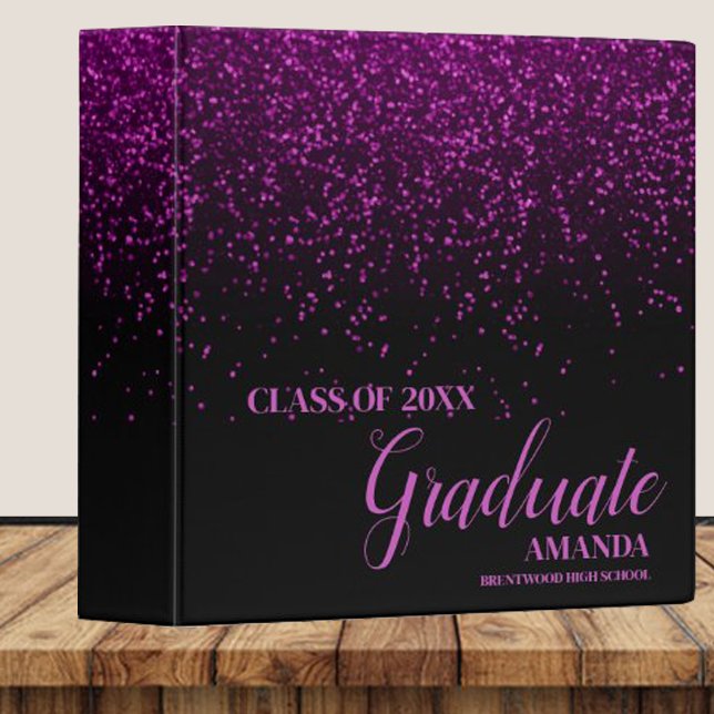 Class Of 2023 Black Purple Glitter Graduation Binder (Creator Uploaded)