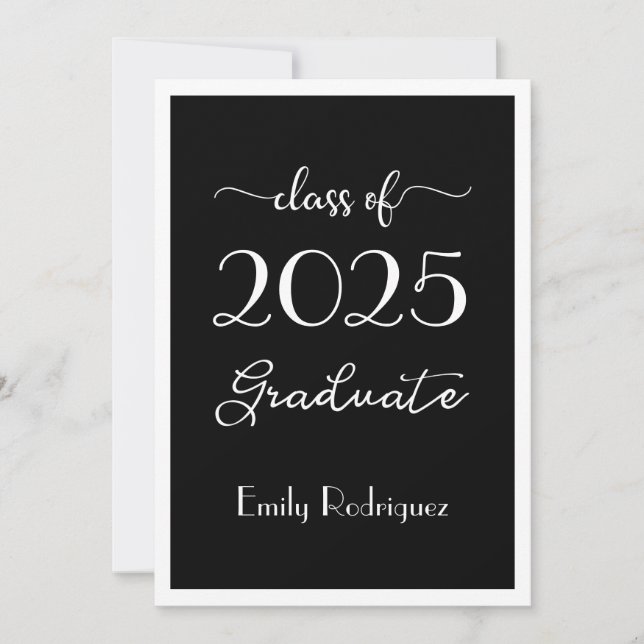 Class Of 2023 Black White Elegant Graduation Party Invitation (Front)