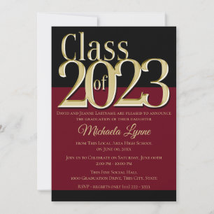 Class of 2023 Burgundy and Gold Grad Invitation