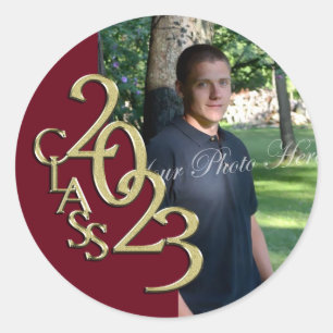 Class of 2023 Burgundy and Gold Graduation Classic Round Sticker