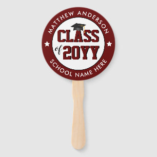 Class of 2023 Burgundy Graduation Party Hand Fan