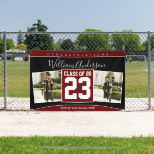 Class of 2023 Burgundy Red Graduation Photo Banner
