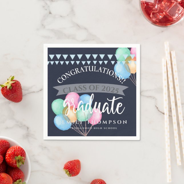 Class of 2023 Celebration Balloon Graduation Party Napkin (Insitu)