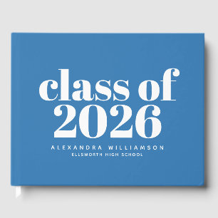 Class of 2023 Chic Blue Minimalist Personalized   Guest Book