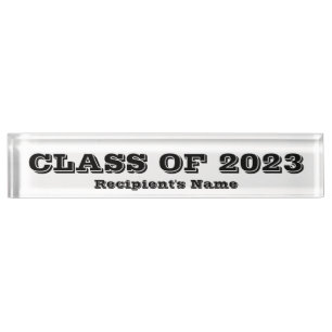 Class of 2023 Clear Black Paperweight by Janz Nameplate