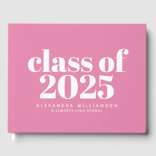 Class of 2023 Cute Modern Pink Personalized   Guest Book