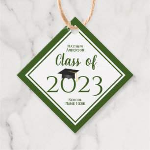 Class of 2023 Elegant Forest Green Graduation Favour Tags