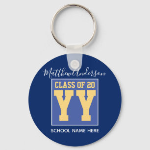 Class of 2023 Elegant Royal Blue & Gold Graduation Keychain
