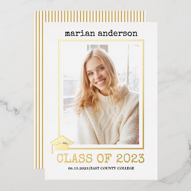 Class of 2023 gold foil graduation photo (Front/Back)