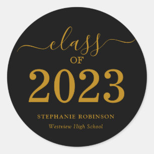 Class of 2023 Gold Script Graduation Classic Round Sticker