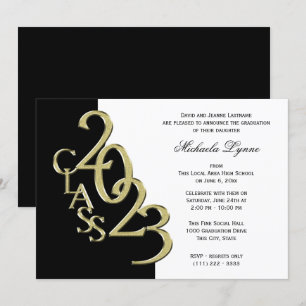 Class of 2023 Grad Gold and Black Invitation