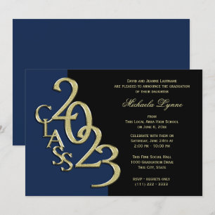 Class of 2023 Grad Gold with Colour Option Invitation