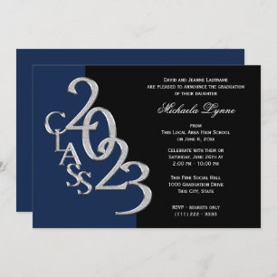 Class of 2023 Grad Silver with Colour Option Invitation