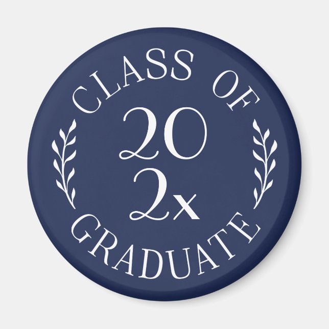Class of 2023 Graduate Chic Typography Navy Blue Magnet (Front)
