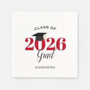 Class of 2023 Graduate Modern Red Napkin