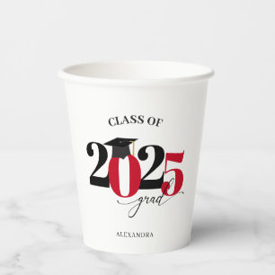Class of 2023 Graduate Red Modern Tyopgraphy Paper Cups