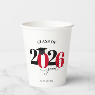 Class of 2023 Graduate Red Modern Tyopgraphy Paper Cups
