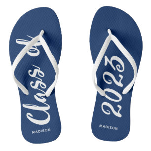 Class of 2023 Graduation Blue Personalized Flip Flops