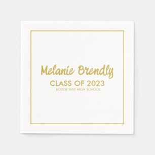 Class Of 2023 Graduation Gold Brush Script Napkin