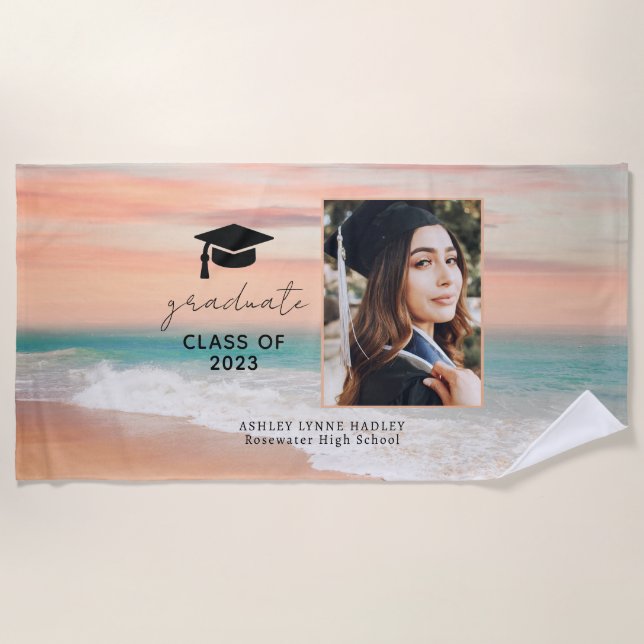 Class Of 2023 Graduation Photo  Beach Towel (Front)